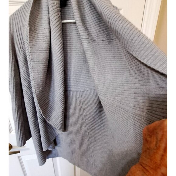Eileen Fisher XS Long Sleeve Gray Open Front Waterfall Cardigan Merino Wool - Picture 5 of 8